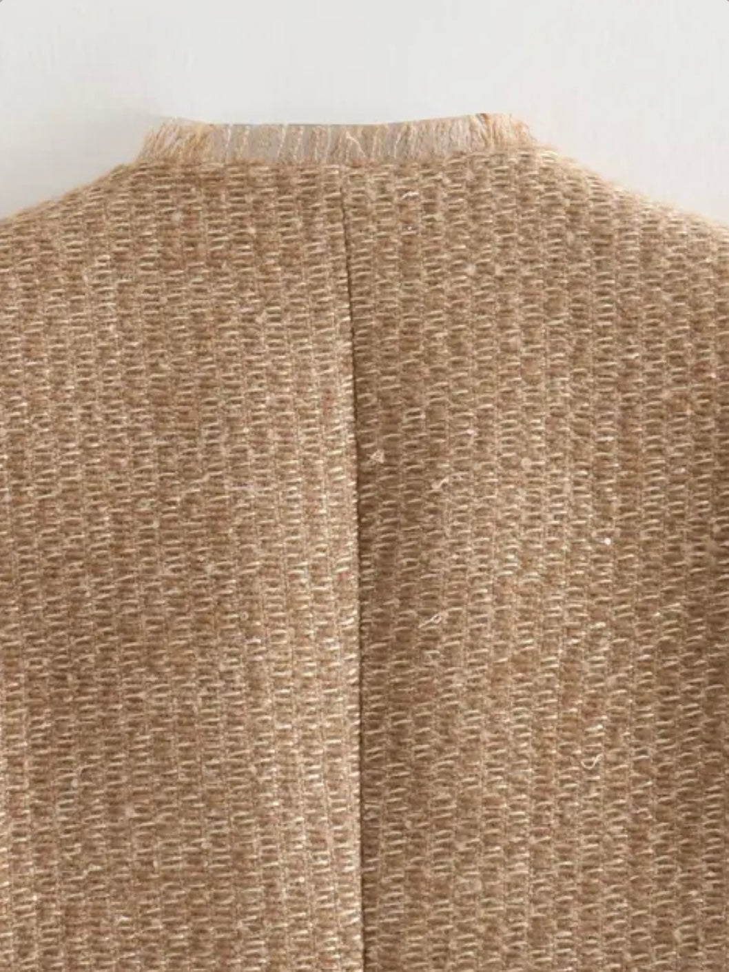 Beige crop top tweed jacket - Wapas