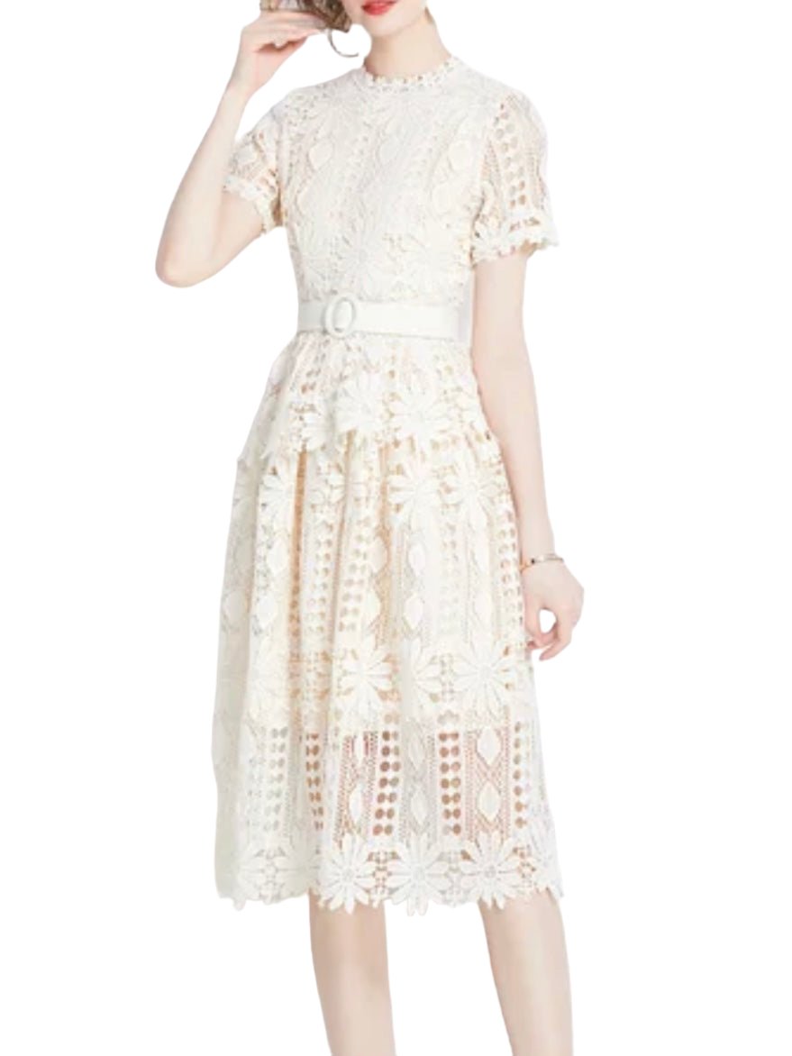 Beige embroidered midi dress - Wapas