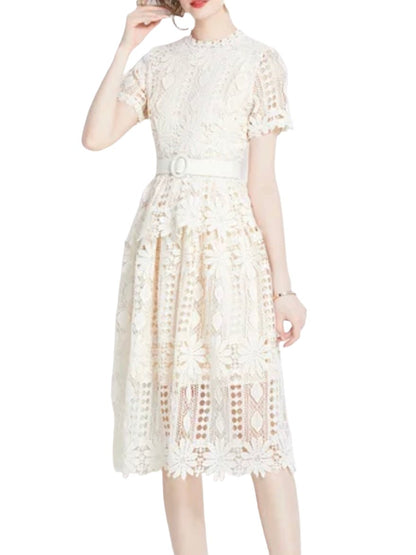 Beige embroidered midi dress - Wapas