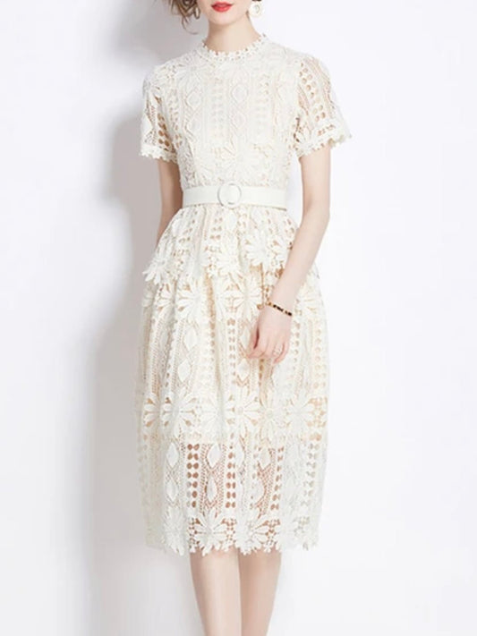 Beige embroidered midi dress - Wapas