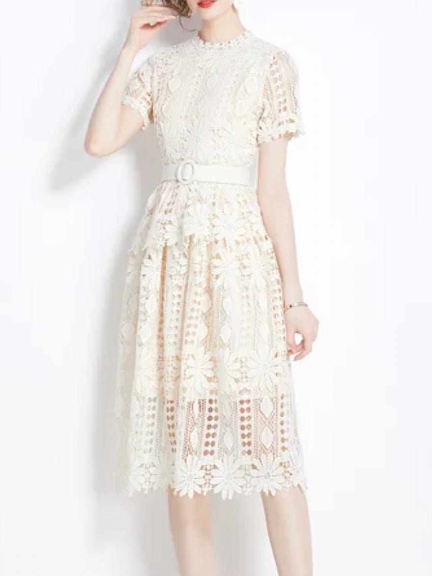 Beige embroidered midi dress - Wapas