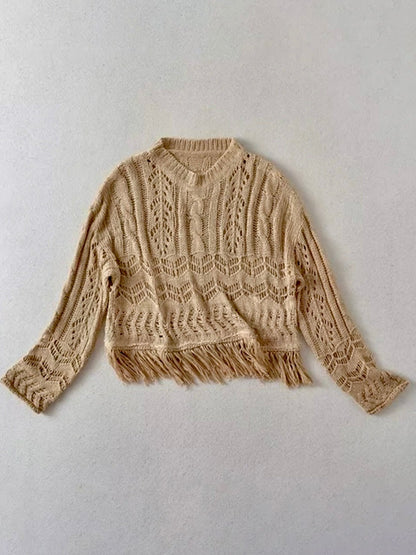 Beige embroidered texture sweater - Wapas