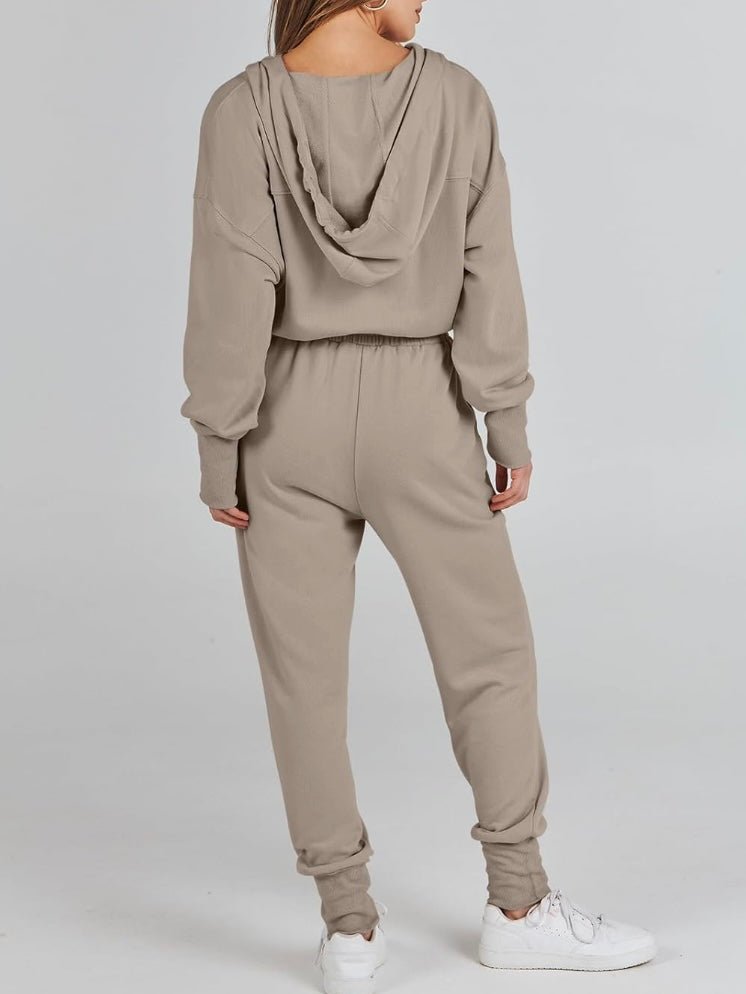 Beige hooded loose jumper overall - Wapas