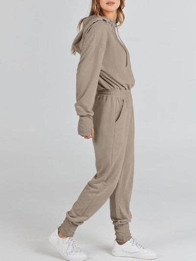 Beige hooded loose jumper overall - Wapas