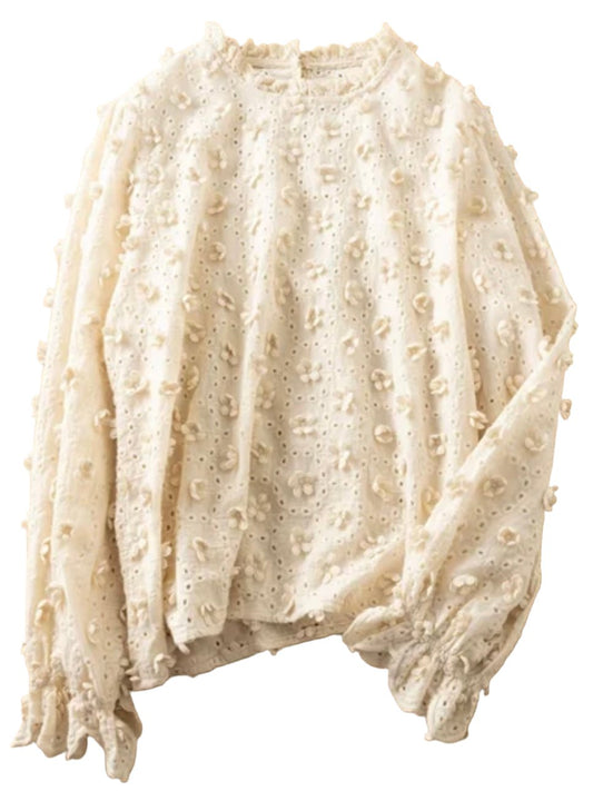 Beige lace blouse top - Wapas