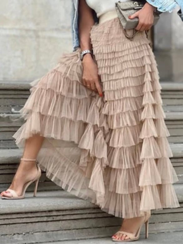 Beige layered maxi skirt - Wapas