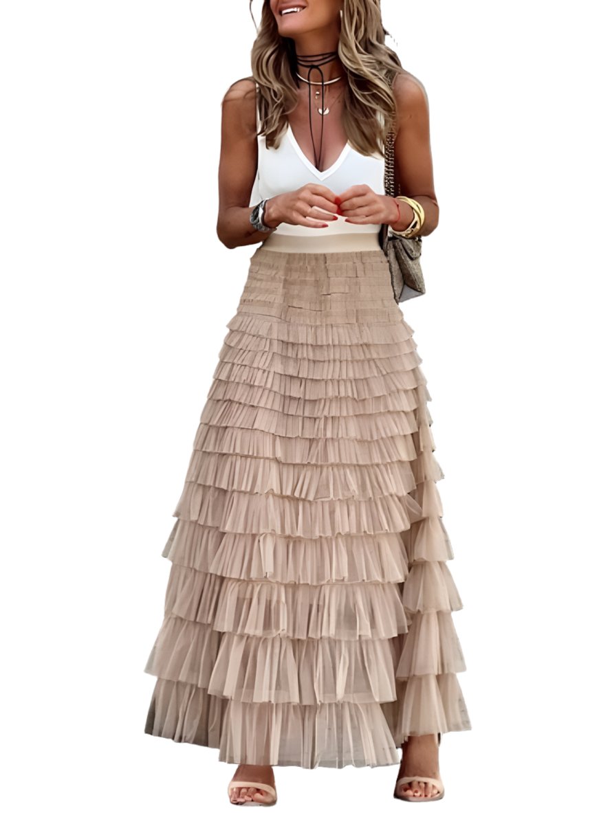 Beige layered maxi skirt - Wapas