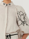 Beige natural and black embroidered details set of 2 shirt and short pants - Wapas