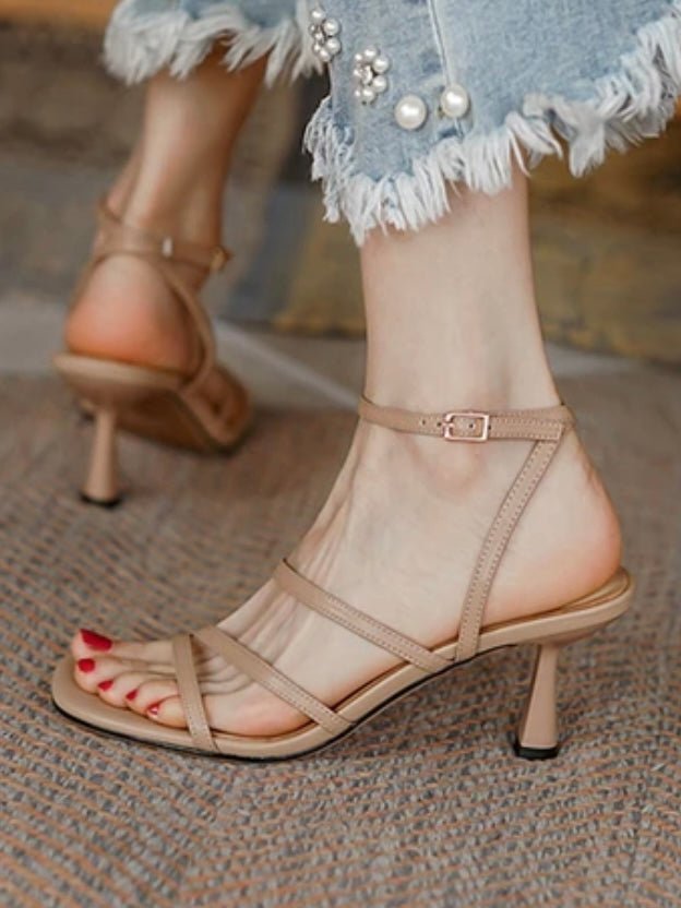 Beige nude sandals heels - Wapas