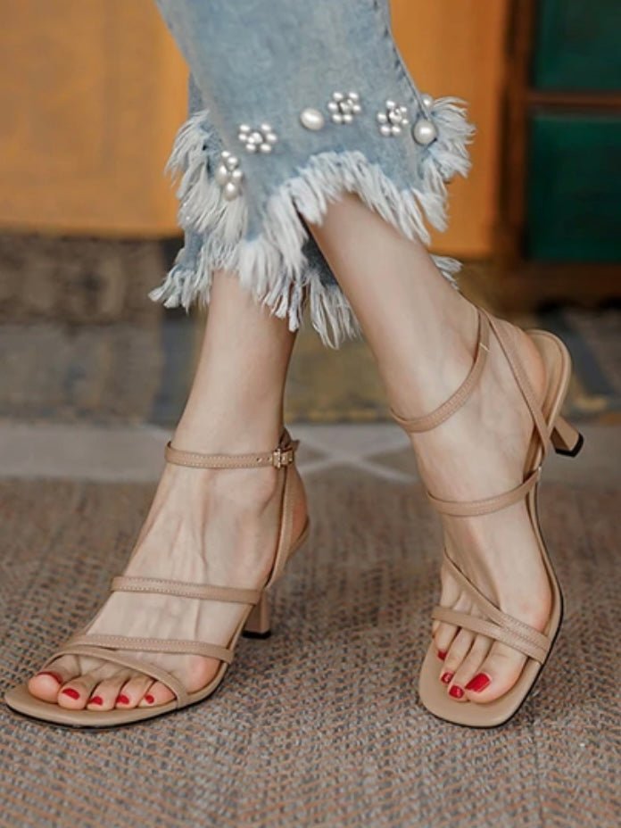 Beige nude sandals heels - Wapas