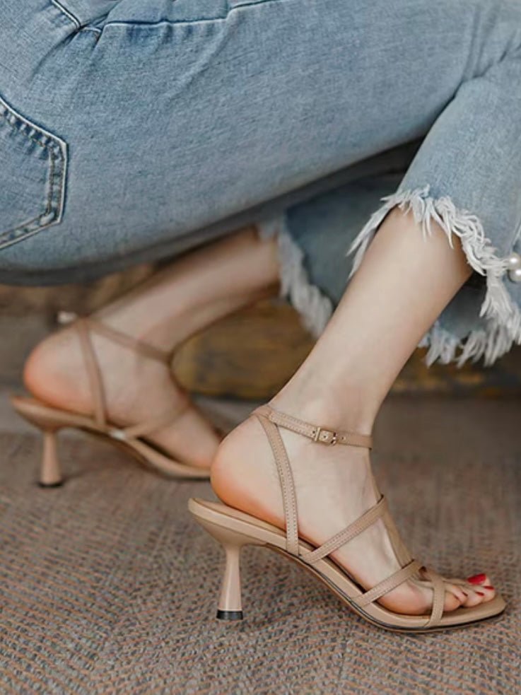 Beige nude sandals heels - Wapas