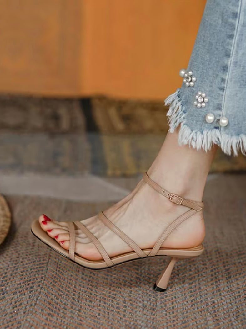 Beige nude sandals heels - Wapas