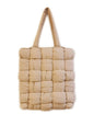 Beige padded woven big handbag - Wapas