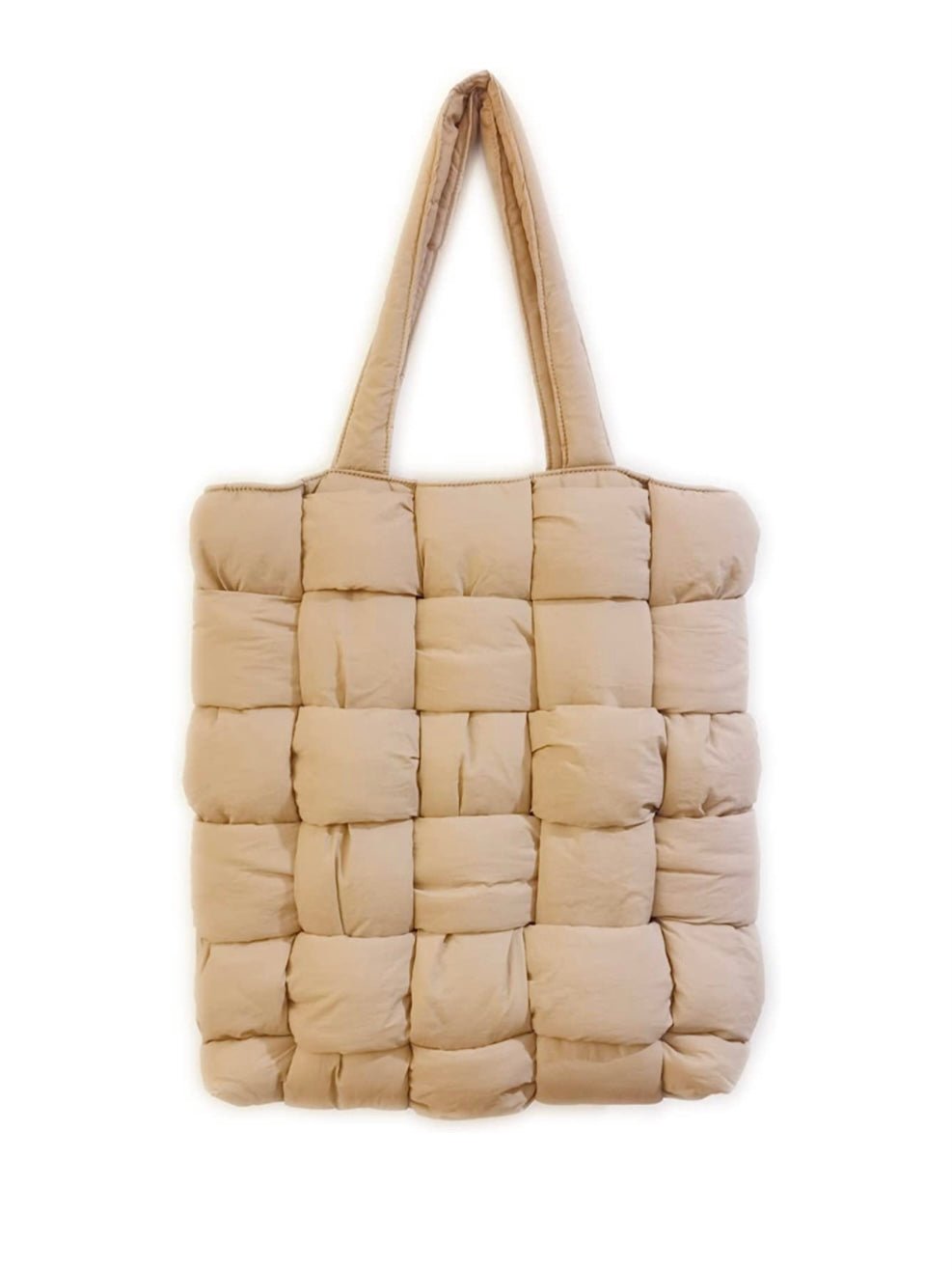 Beige padded woven big handbag - Wapas