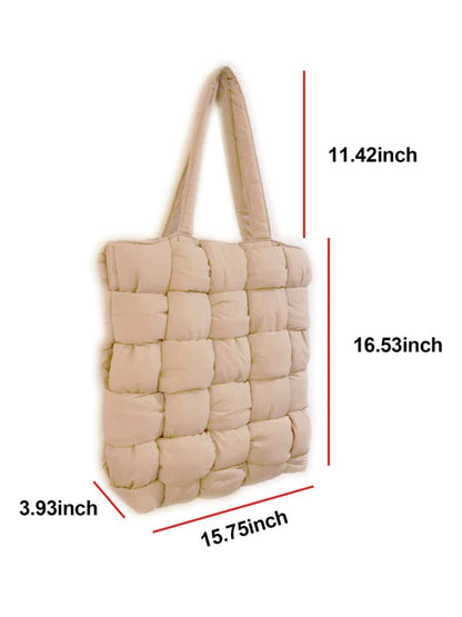 Beige padded woven big handbag - Wapas