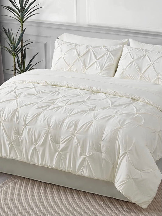 Beige pleated bed set 8 pieces - Wapas