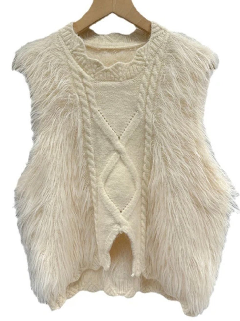 Beige sleeveless sweater pullover - Wapas