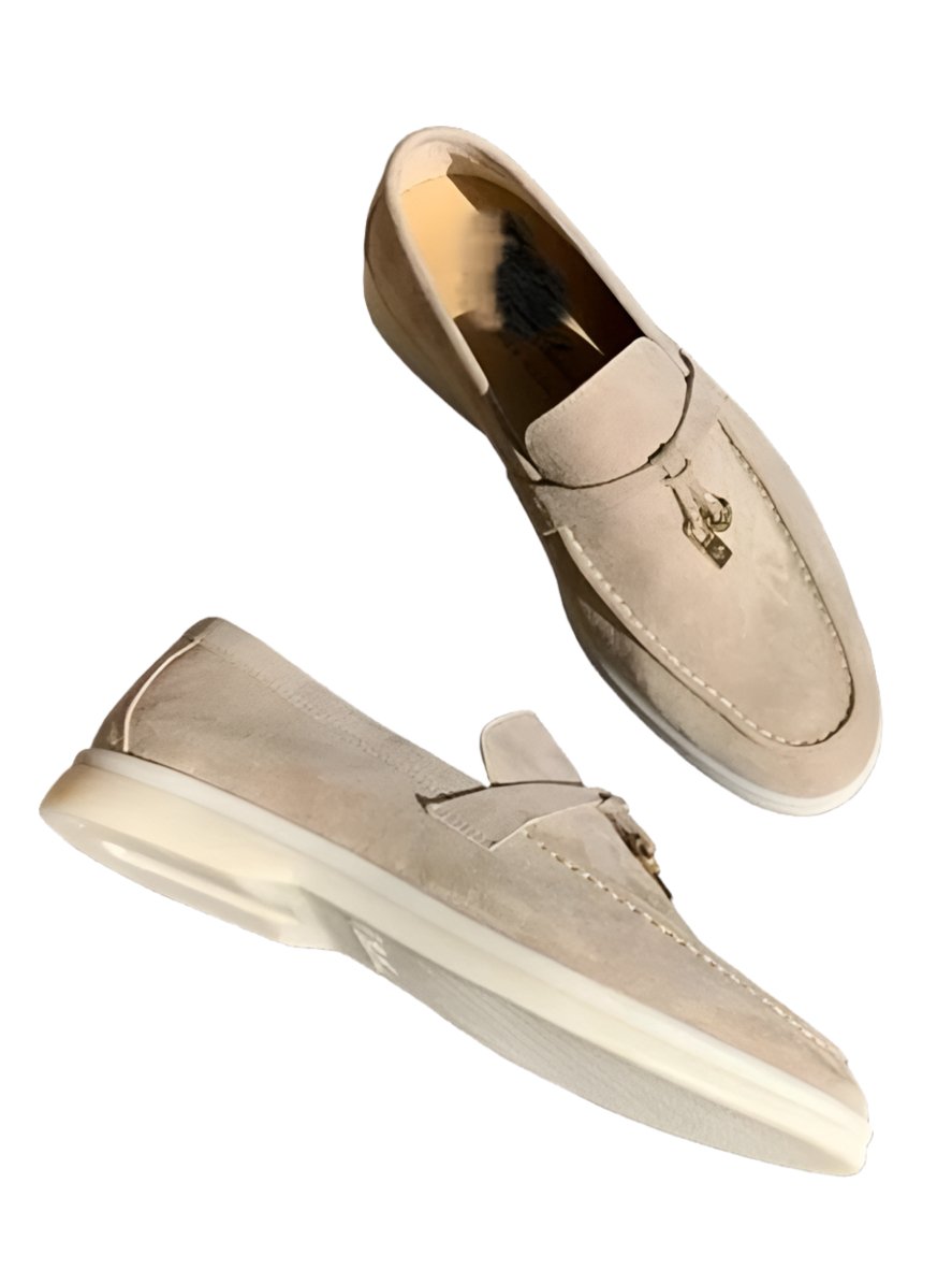 Beige slip on loafers moccasins shoes - Wapas