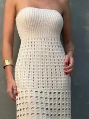 Beige strapless knitted dress - Wapas