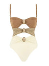 Beige tones one piece swimsuit and cover up - Wapas