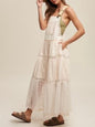 Beige wavy crochet edge light maxi dress - Wapas