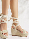 Beige wedge high heels sandals - Wapas