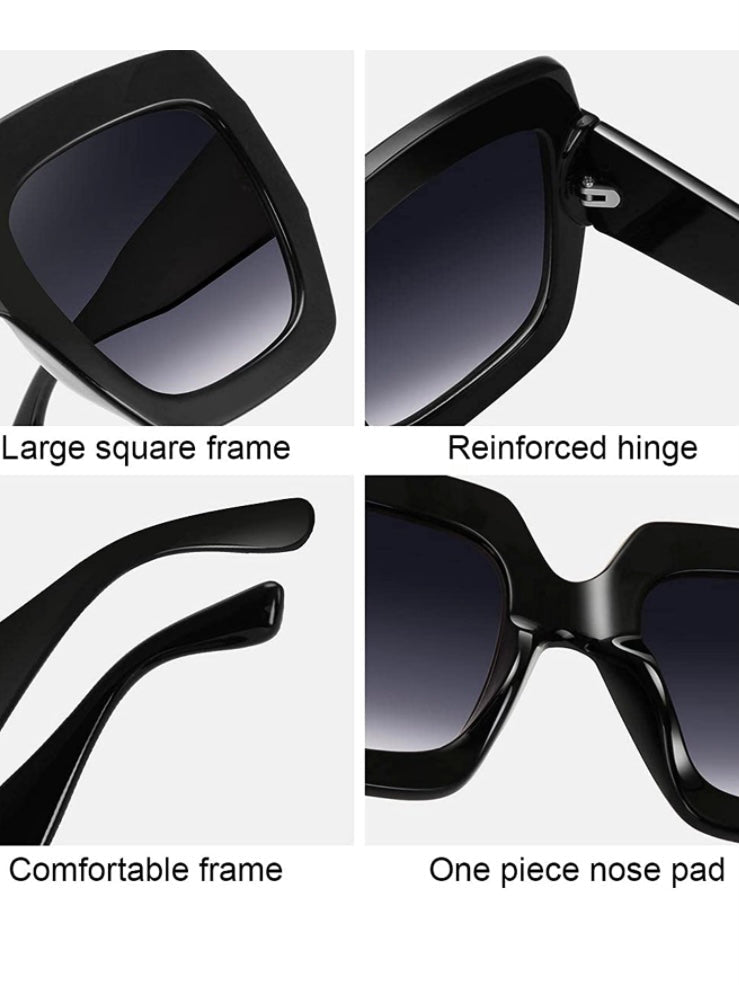 Big black retro square sunglasses - Wapas