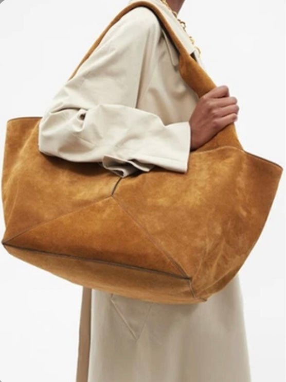 Big brown faux suede bag - Wapas