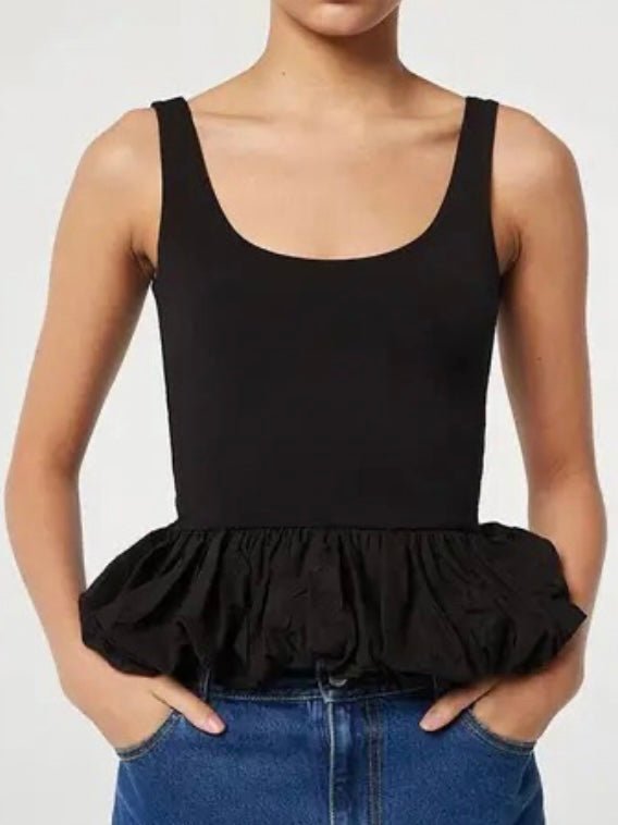 Big ruffle black tank top - Wapas