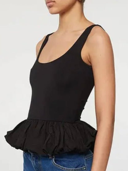 Big ruffle black tank top - Wapas