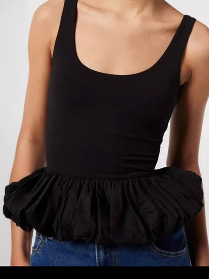 Big ruffle black tank top - Wapas