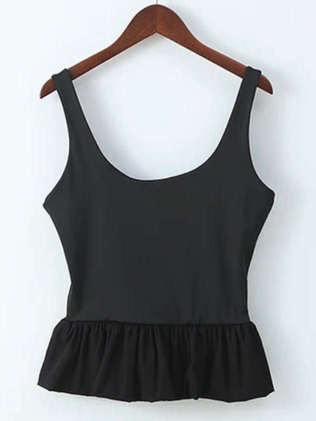 Big ruffle black tank top - Wapas