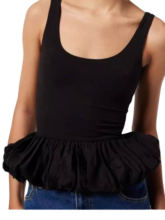 Big ruffle black tank top - Wapas