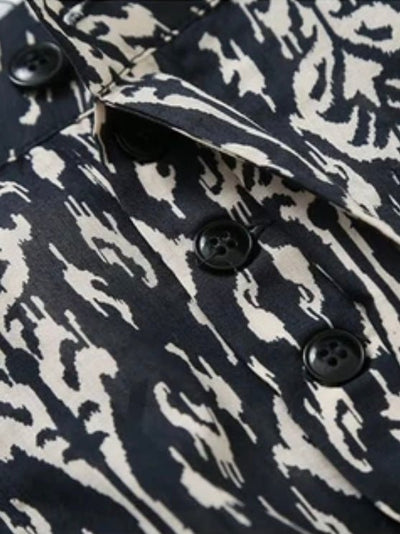 Black and beige printed set of 2 vest top and pants - Wapas