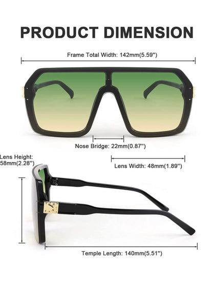 Black and green glass pentagonal sunglasses - Wapas