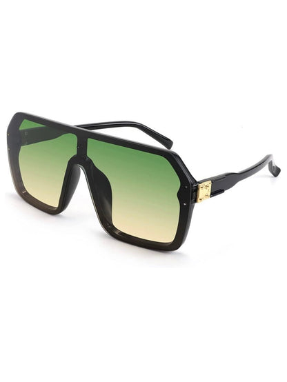 Black and green glass pentagonal sunglasses - Wapas