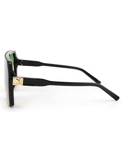 Black and green glass pentagonal sunglasses - Wapas