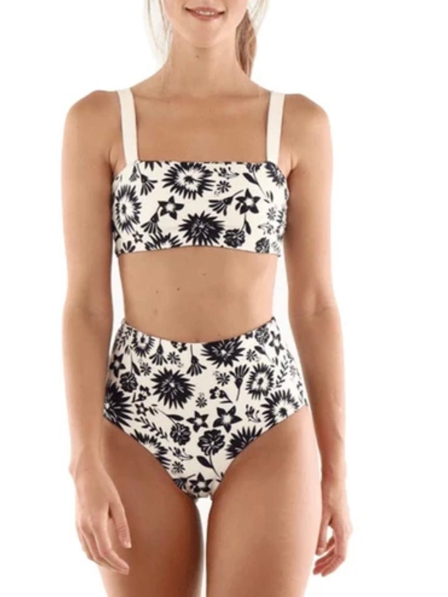 Black and white floral print top / bottom bikini - Wapas