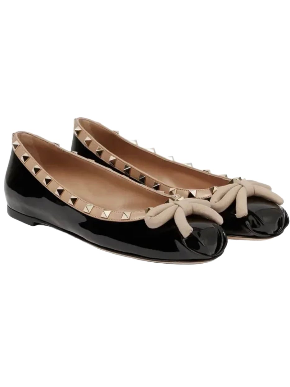 Black ballet slip on flats loafers shoes - Wapas