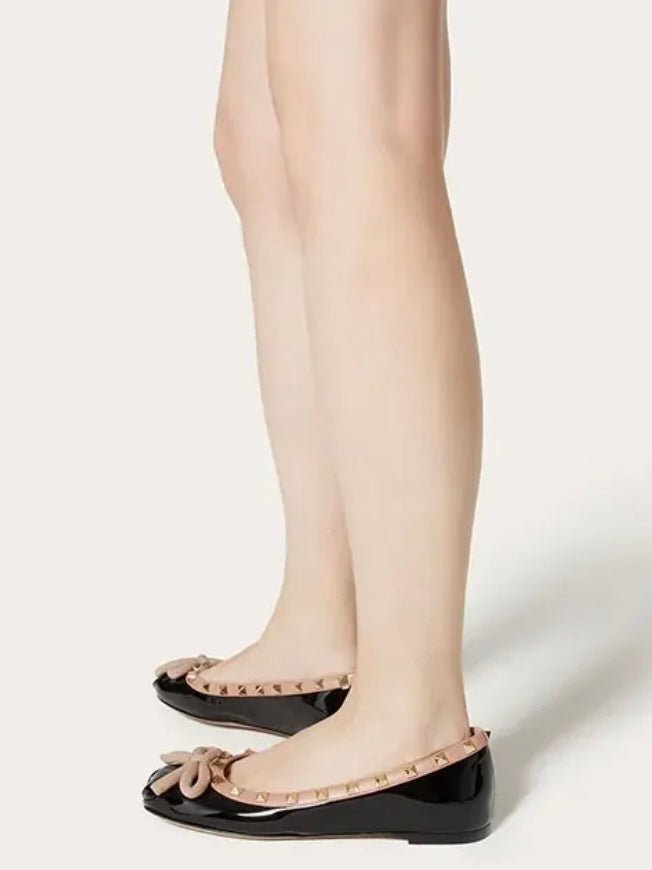 Black ballet slip on flats loafers shoes - Wapas