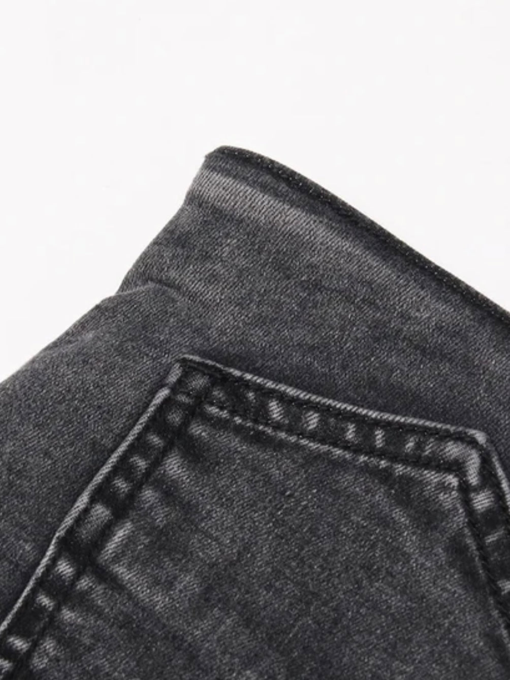 Black denim folded shorts pants - Wapas