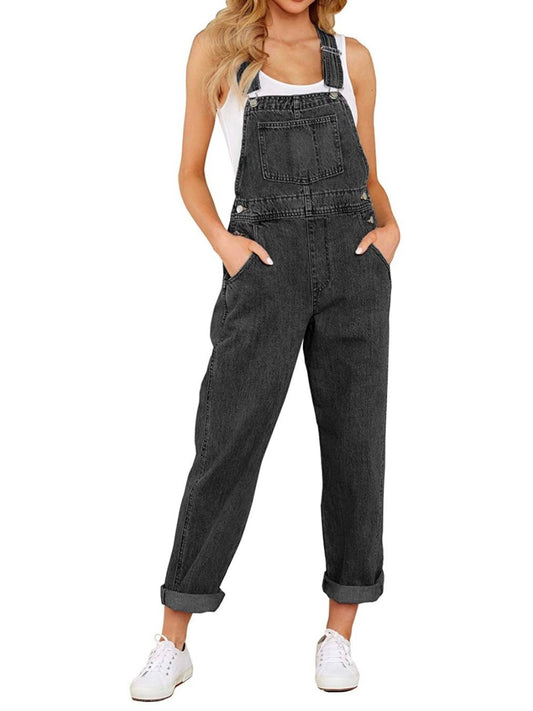 Black denim stretch jumper overall - Wapas