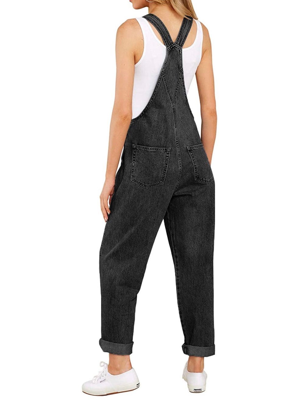 Black denim stretch jumper overall - Wapas