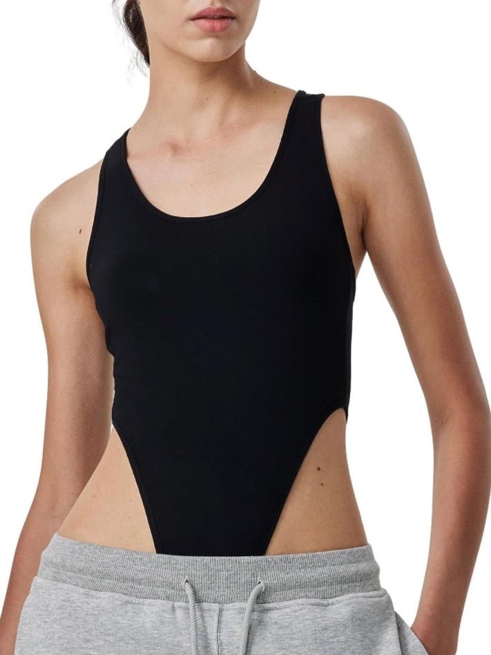 Black high cut sleeveless bodysuit - Wapas