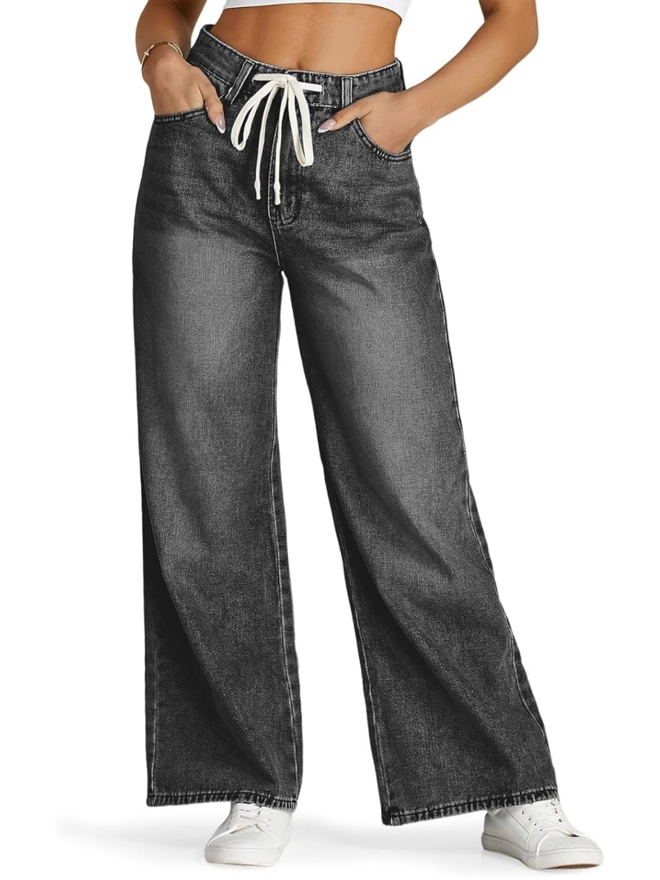 Black jeans tied pants - Wapas