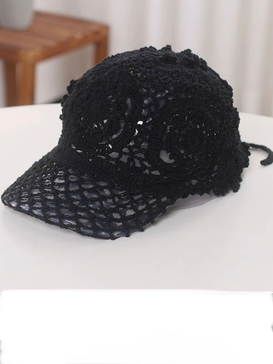 Black knitted crochet baseball hat - Wapas