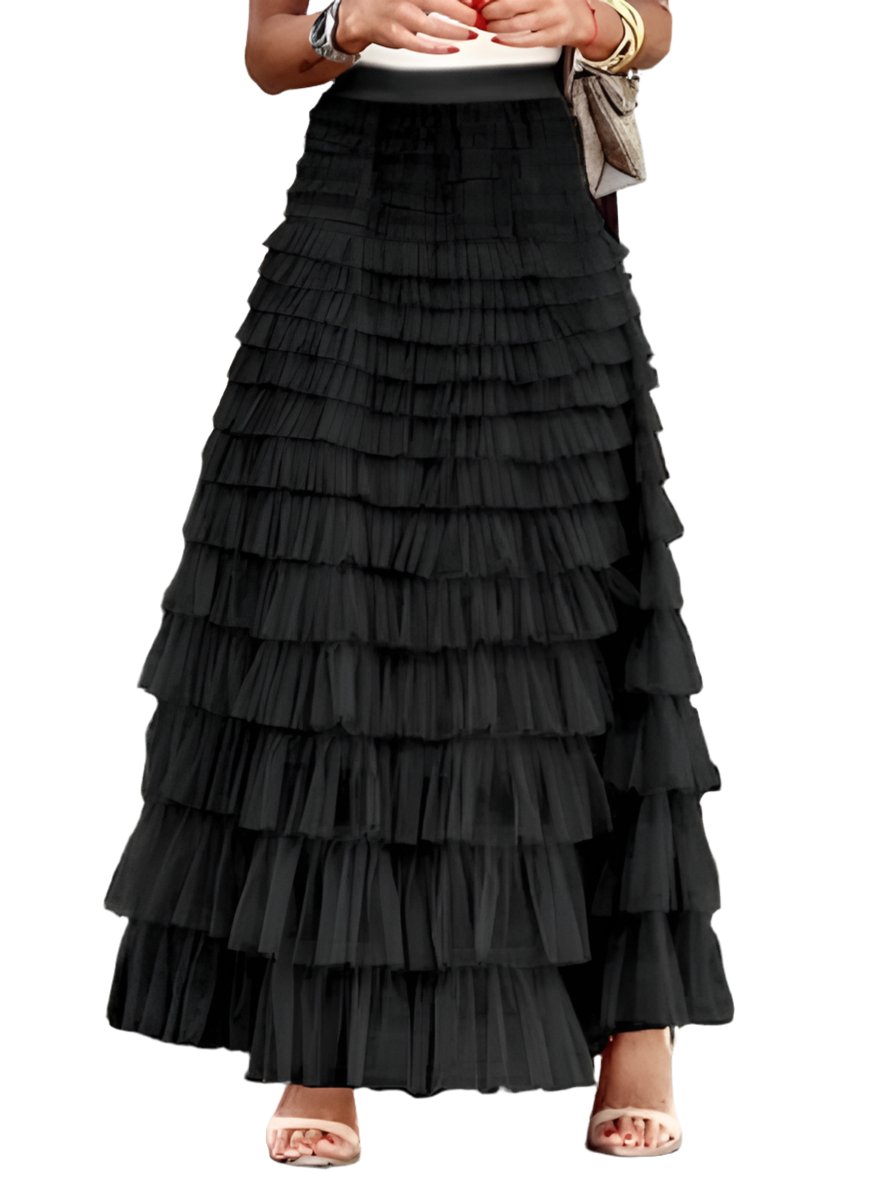 Black layered maxi skirt - Wapas