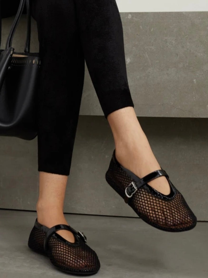 Black net flats shoes - Wapas