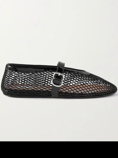 Black net flats shoes - Wapas