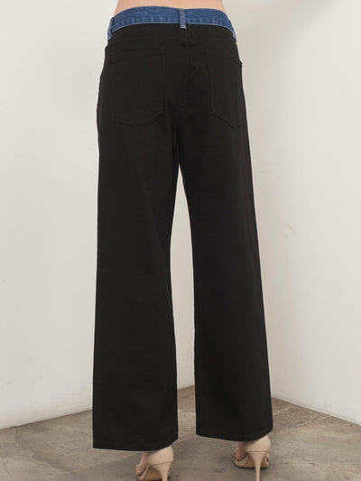 Black pants contrast blue jeans detail - Wapas